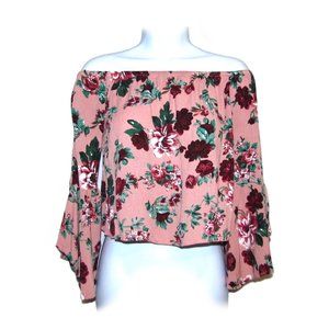 Ambiance On/Off Shoulder Dusty Rose Floral Top Sm